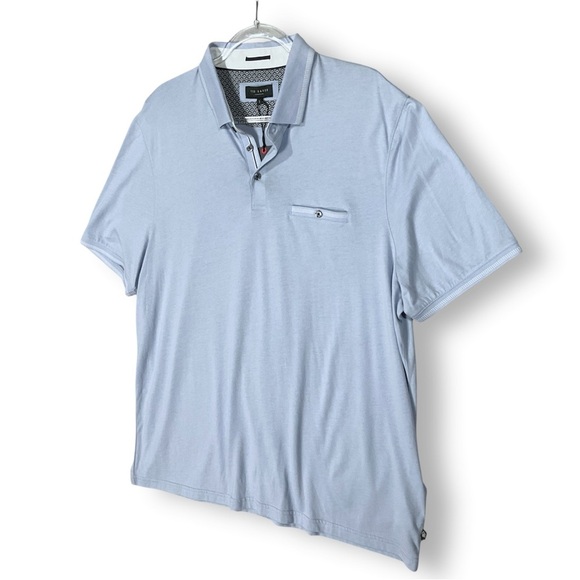 Ted Baker London Mens Polo Shirt Sz 3XL Tortila Sky Blue NWT Golf Preppy Lightwe - Picture 6 of 13